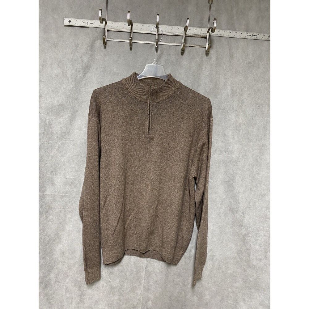 Peter Millar Sweater Men 2XL Brown Italy 1/4 Zip Cashmere Merino Wool Blend Knit